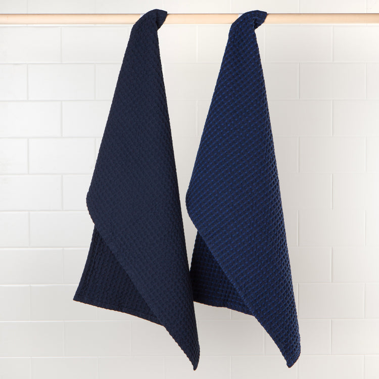 Second Spin Navy Waffle Dishtowel Set of 2