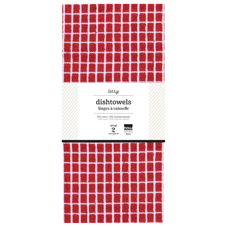 Terry Dishtowels Red Set of 2