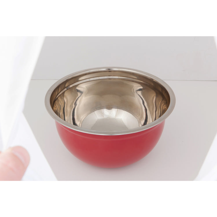 Matte Steel Carmine Red Mixing Bowls Set of 3