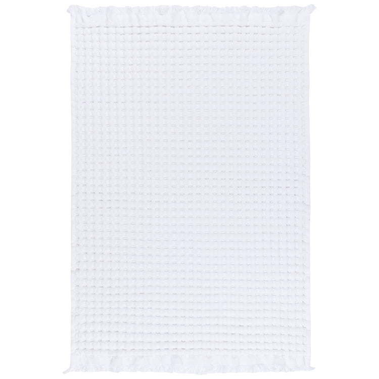 White Organic Cotton Waffle Hand Towel