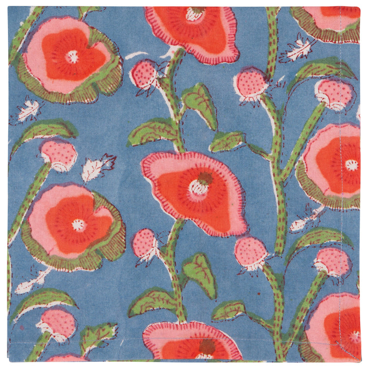 Poppy Block Print Napkins Set of 4