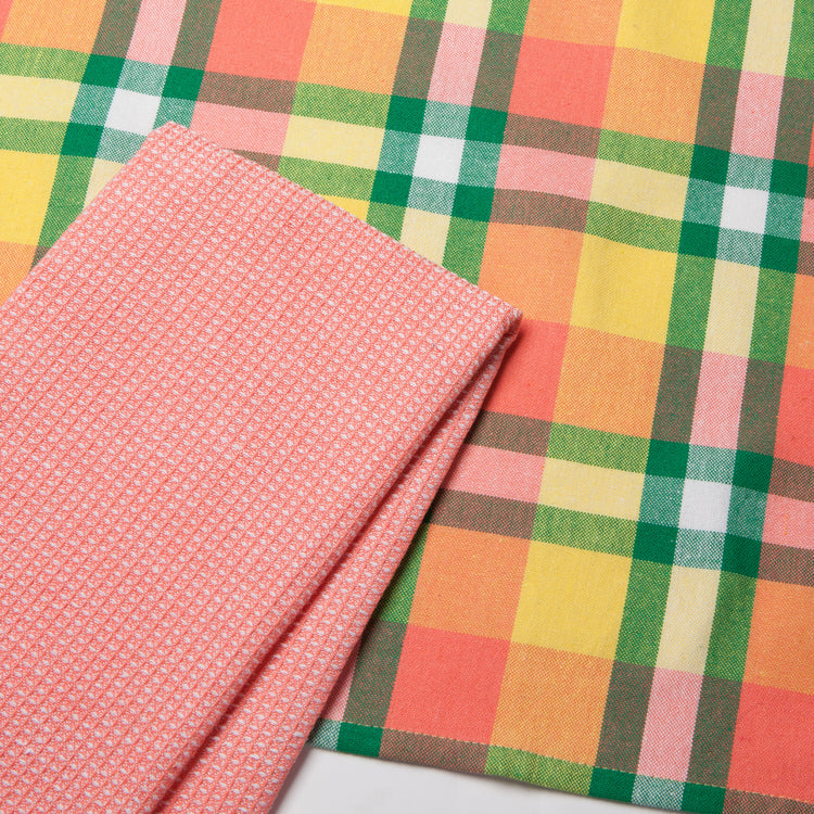 Recycled Cotton 2nd Spin Plaid Meadow Dishtowels Set of 2