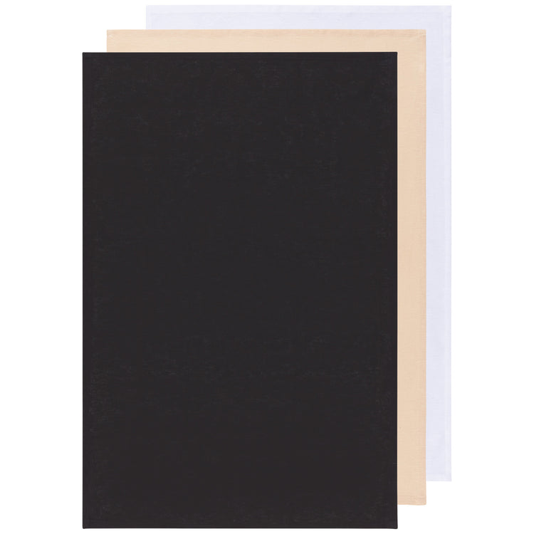 Black Oyster White Floursack Dishtowels Set of 3