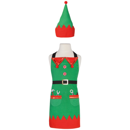 Christmas Elf Kid's Apron and Hat Set