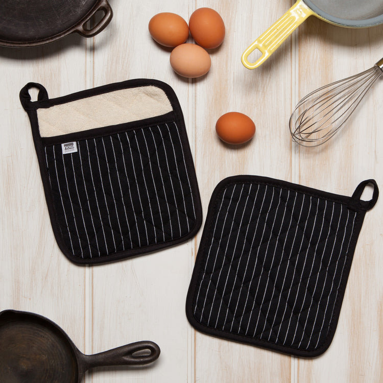 Superior Black Pinstripe Pocket Potholder