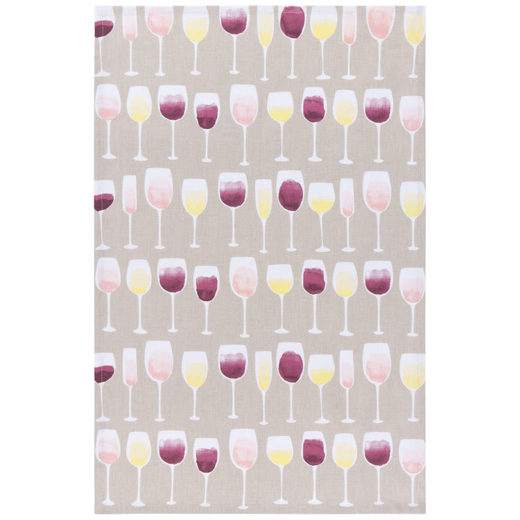 Wine Tasting Printed Cotton Dishtowel