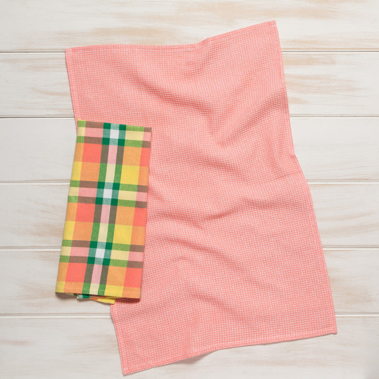 Recycled Cotton 2nd Spin Plaid Meadow Dishtowels Set of 2