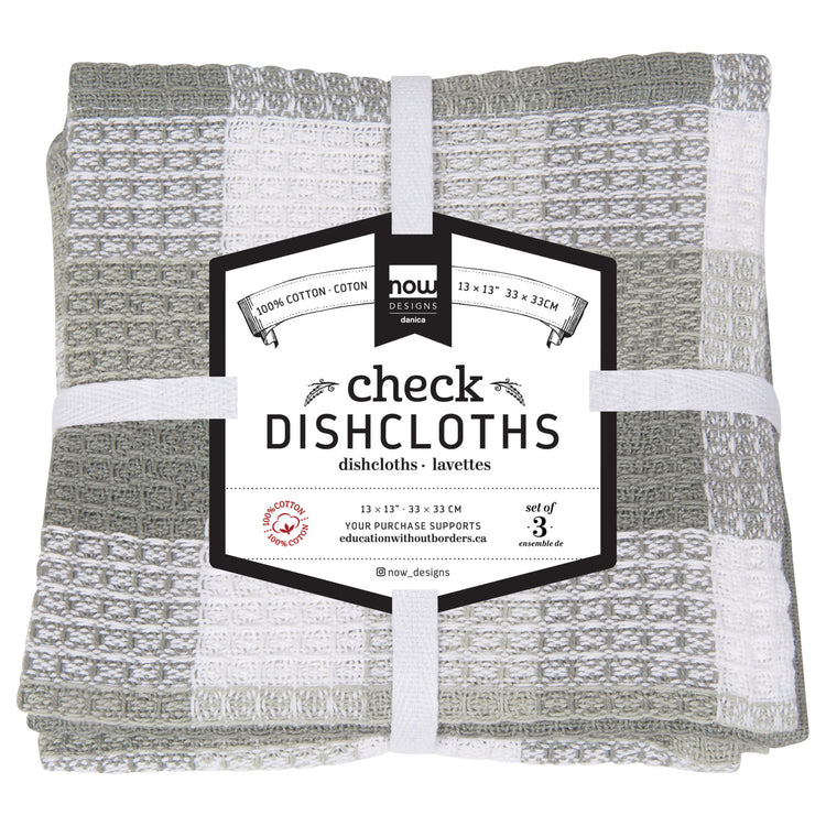 Check London Gray Dishcloths Set of 3