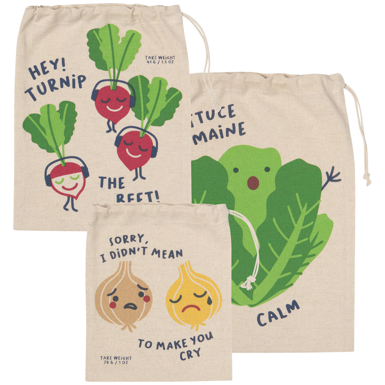 Funny Food Reusable Produce Bag Set of 3