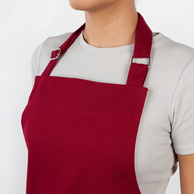 Carmine Red Cotton Chef's Apron