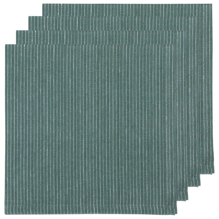 Jade Pinstripe Linen Napkins Set of 4