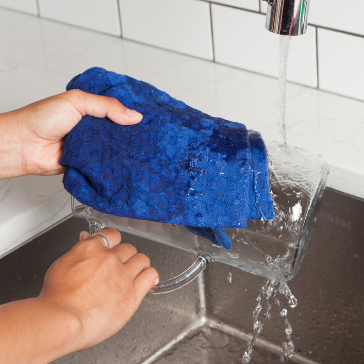Recycled Cotton Dishcloths in Basket Marine Set of 3