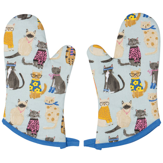 Feline Fine Oven Mitts Set of 2