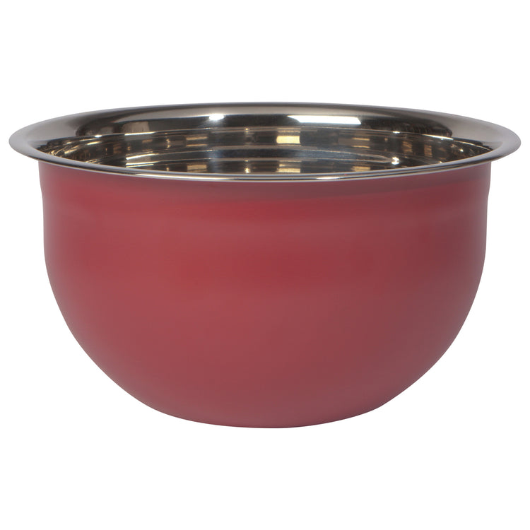 Matte Steel Carmine Red Mixing Bowls Set of 3