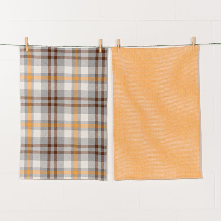 Recycled Cotton 2nd Spin Plaid Maize Dishtowels Set of 2