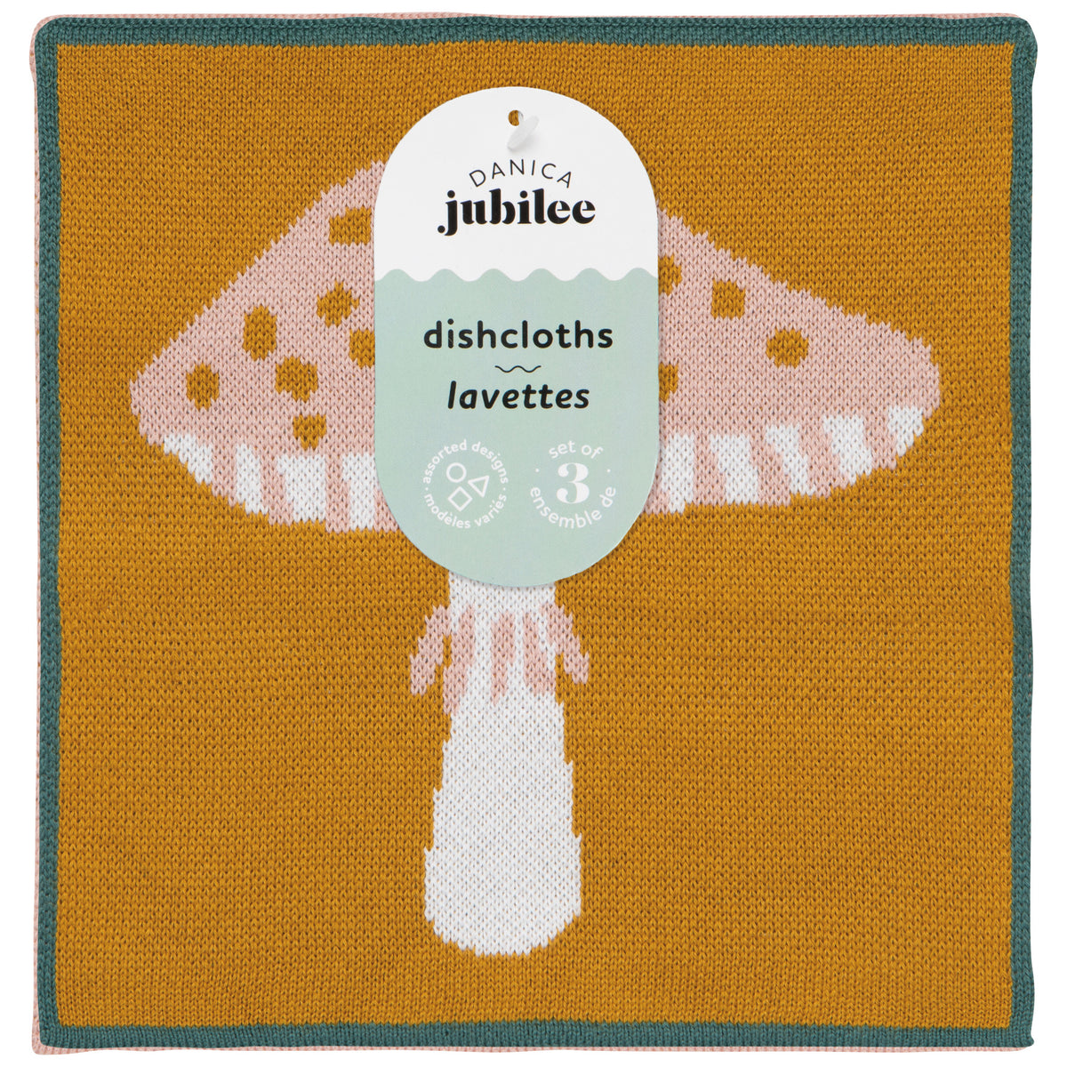 Mushroom Gems Knit Dishcloth Set of 3