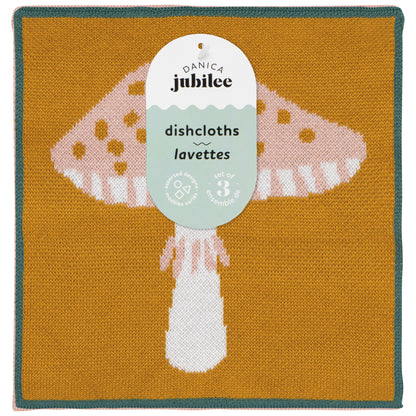 Mushroom Gems Knit Dishcloth Set of 3