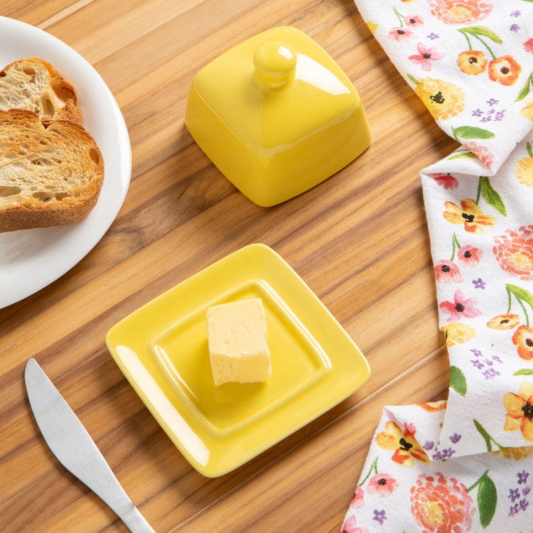 Lemon Yellow Square Butter Dish