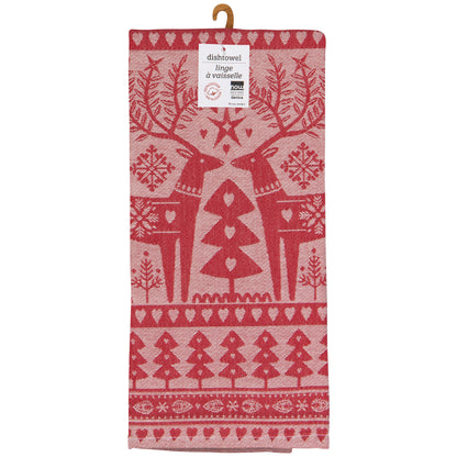 Folk Forest Christmas Jacquard Dishtowel