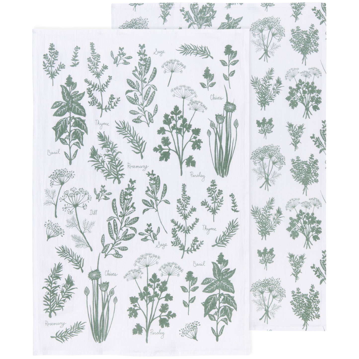 Fresh Herbs Elm Green Floursack Dishtowels Set of 2
