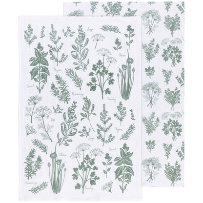 Fresh Herbs Elm Green Floursack Dishtowels Set of 2