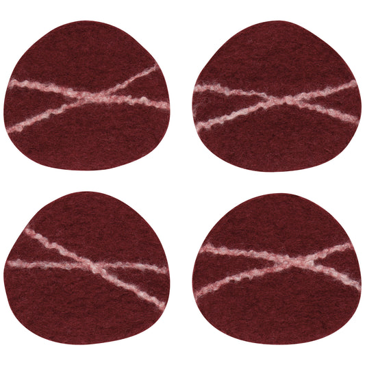 Striato Felt Coaster Set of 4 - Garnet