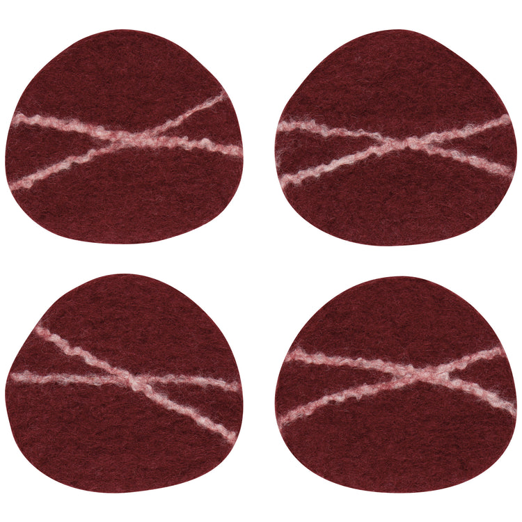 Striato Felt Coaster Set of 4 - Garnet