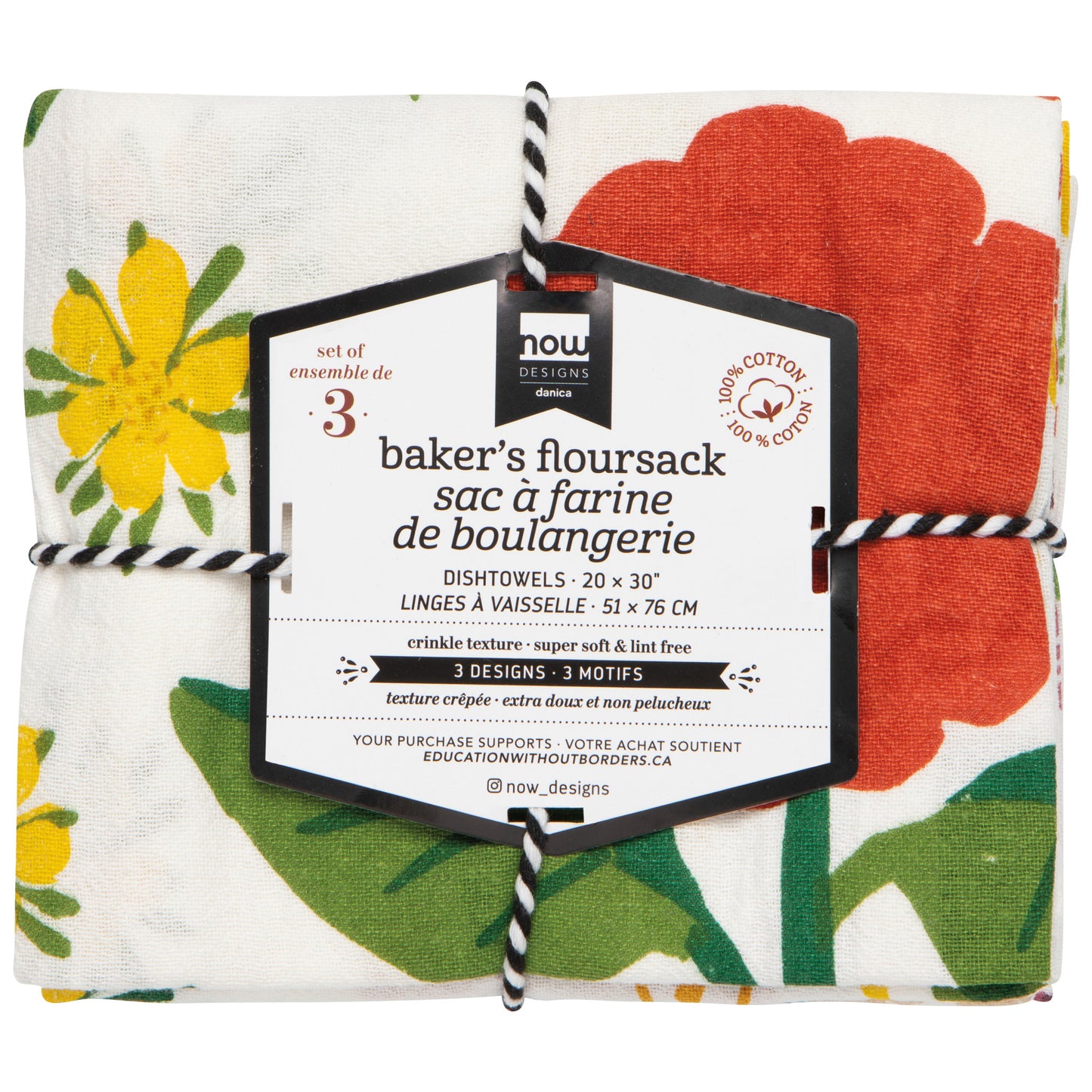 Flowers Of The Month Baker's Floursack Dishtowels Set of 3