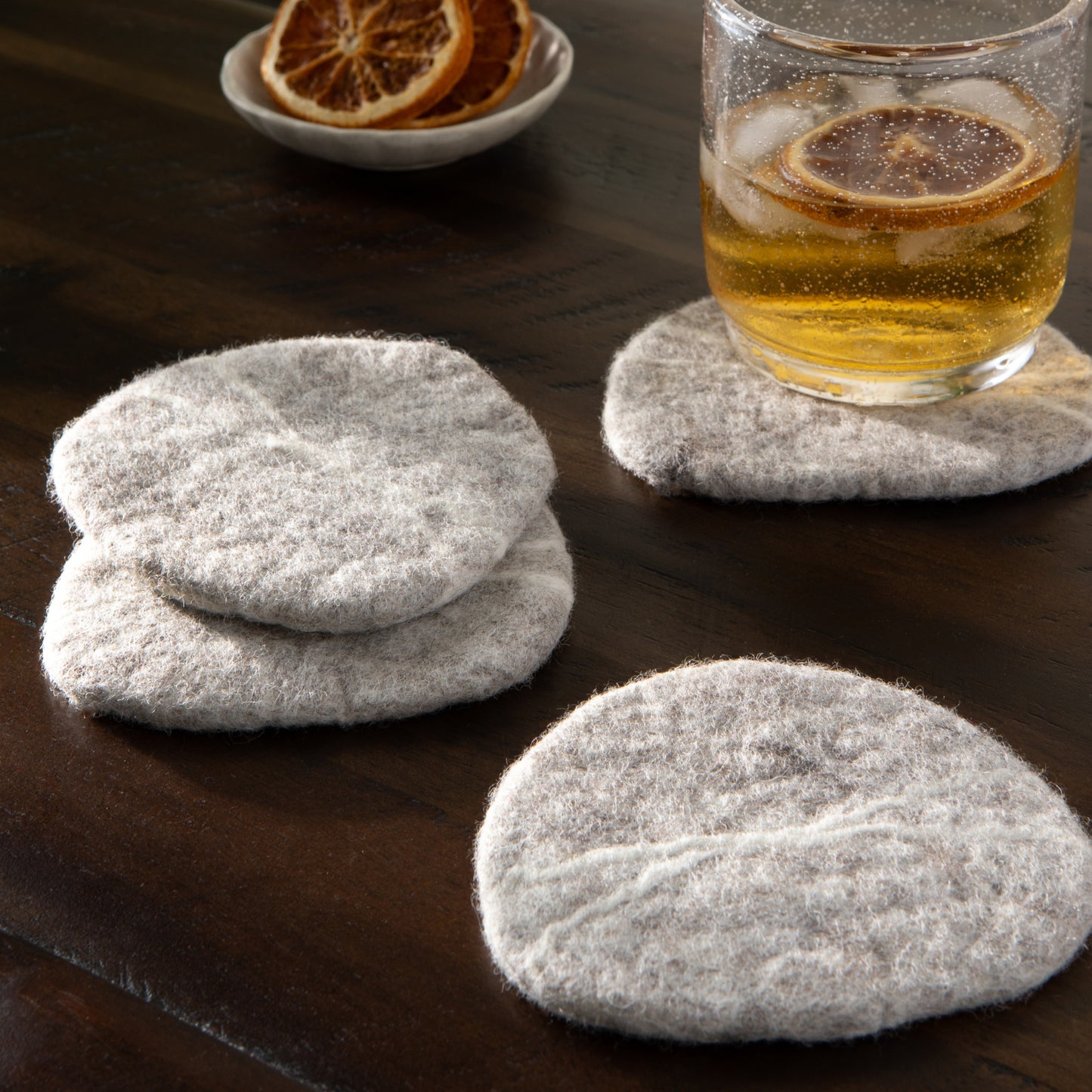 Striato Felt Wool Coasters Set of 4 - Flint