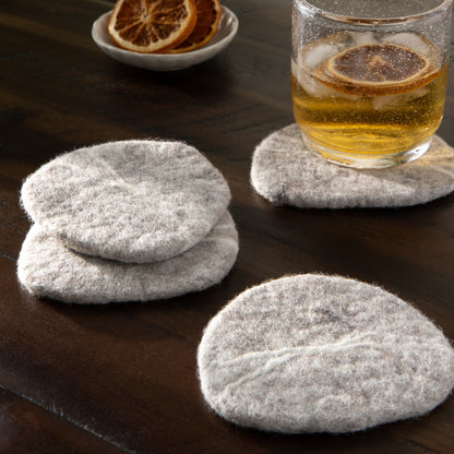Striato Felt Wool Coasters Set of 4 - Flint