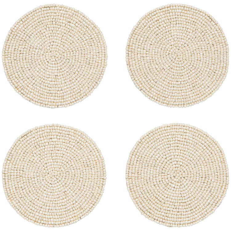 Ivory Beaded Coasters Set of 4
