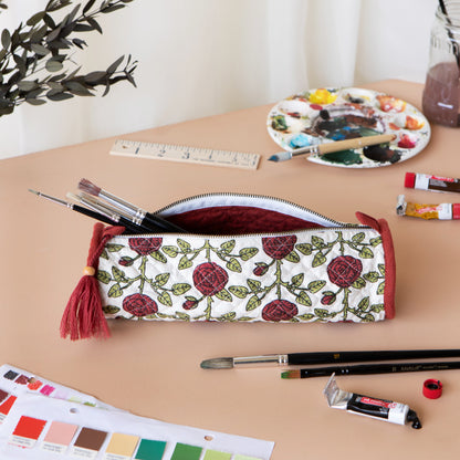 Rose Briar Quilted Pencil Pouch