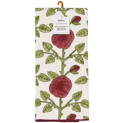 Rose Briar Block Print Dishtowel