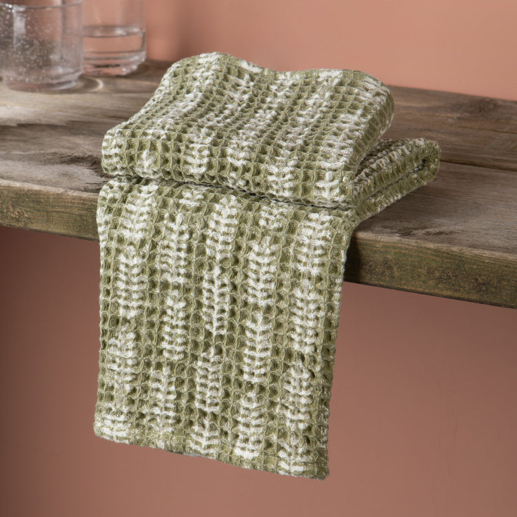 Fern Block Print Waffle Dishtowel