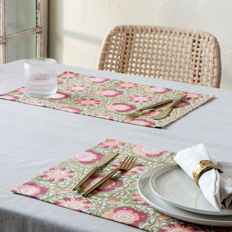 Zinnia Block Print Placemats Set of 4