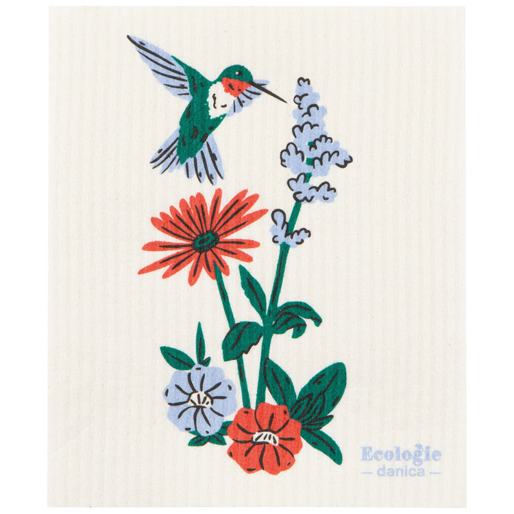 Hummingbird Floral Swedish Dishcloth