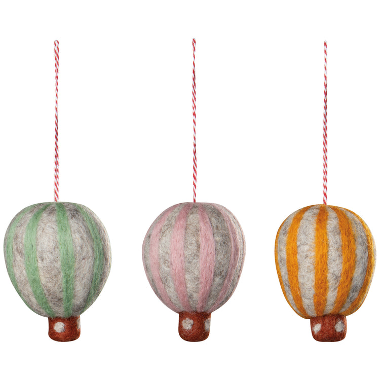 Hot Air Balloon Felt Christmas Tree Ornaments - Assorted