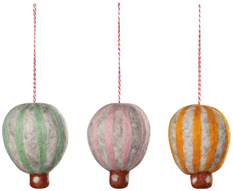 Hot Air Balloon Felt Christmas Tree Ornaments - Assorted