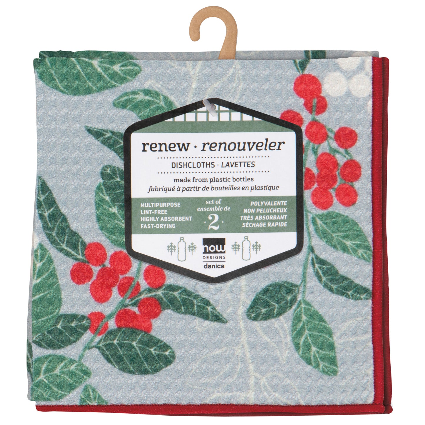 Merry Berry Christmas Recycled Microfibre Dishcloths Set of 2