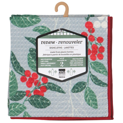 Merry Berry Christmas Recycled Microfibre Dishcloths Set of 2