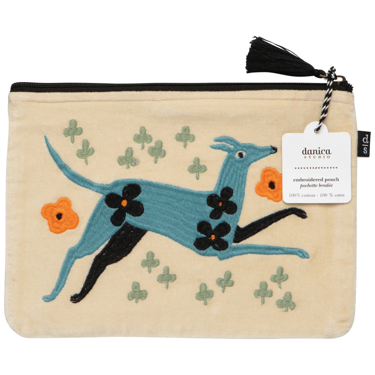 Dogwood Embroidered Flat Pouch