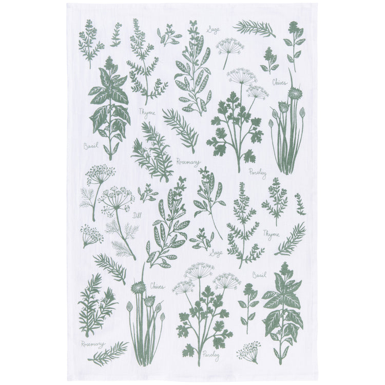 Fresh Herbs Elm Green Floursack Dishtowels Set of 2