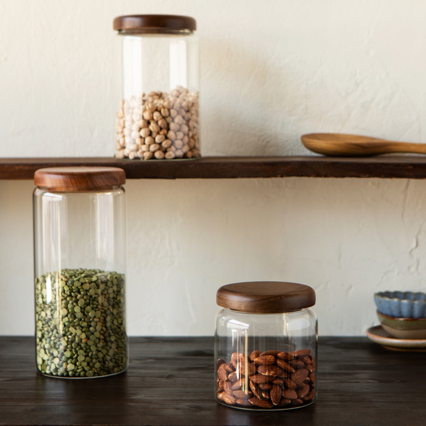 Glass Jar with Acacia wood lid - 20 oz