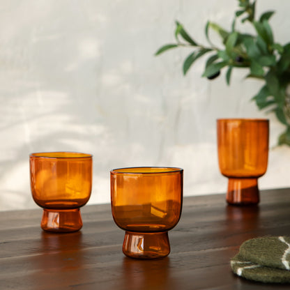 Pedestal Glass 7 oz - Amber