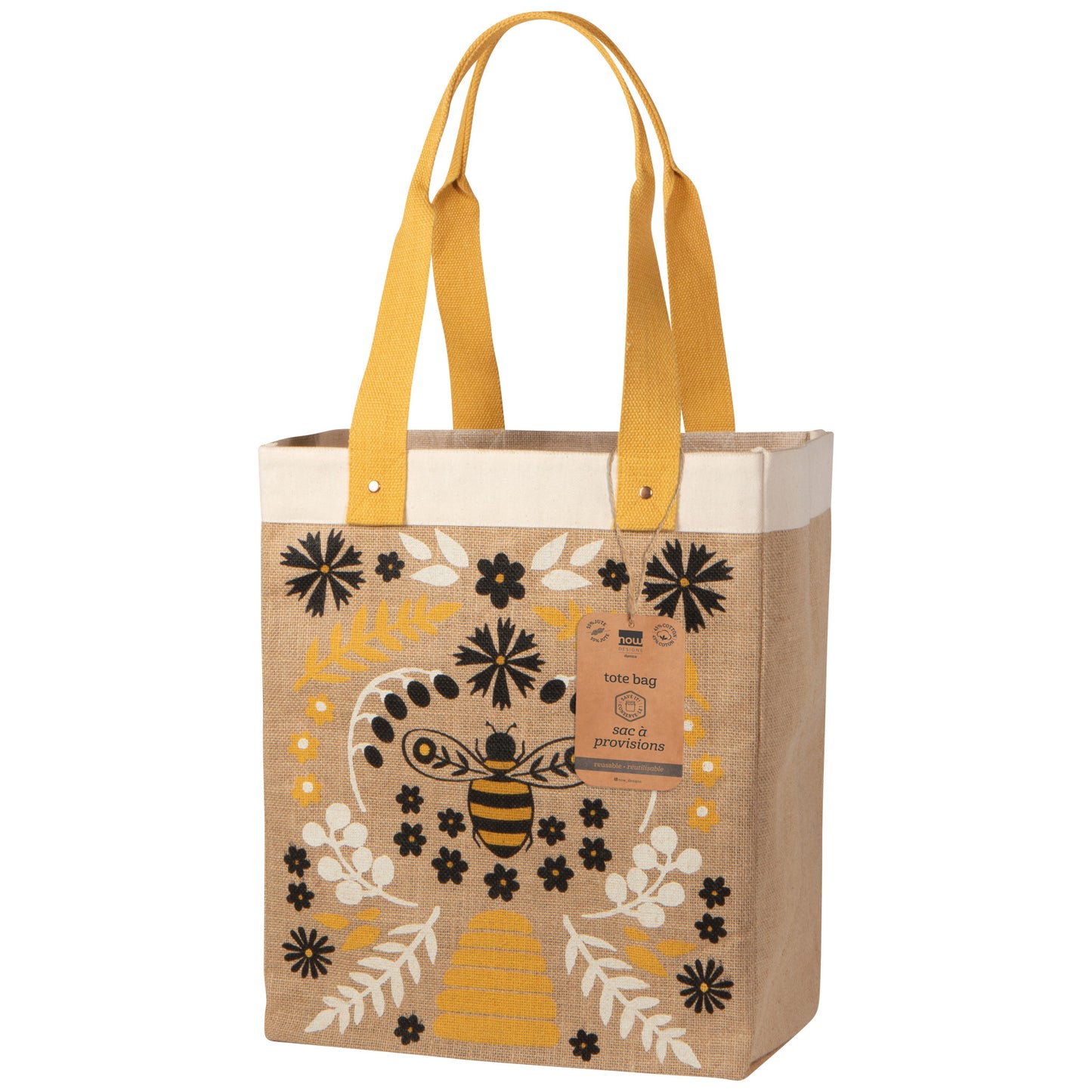 Bee Garden Large Burlap Shopping Bag