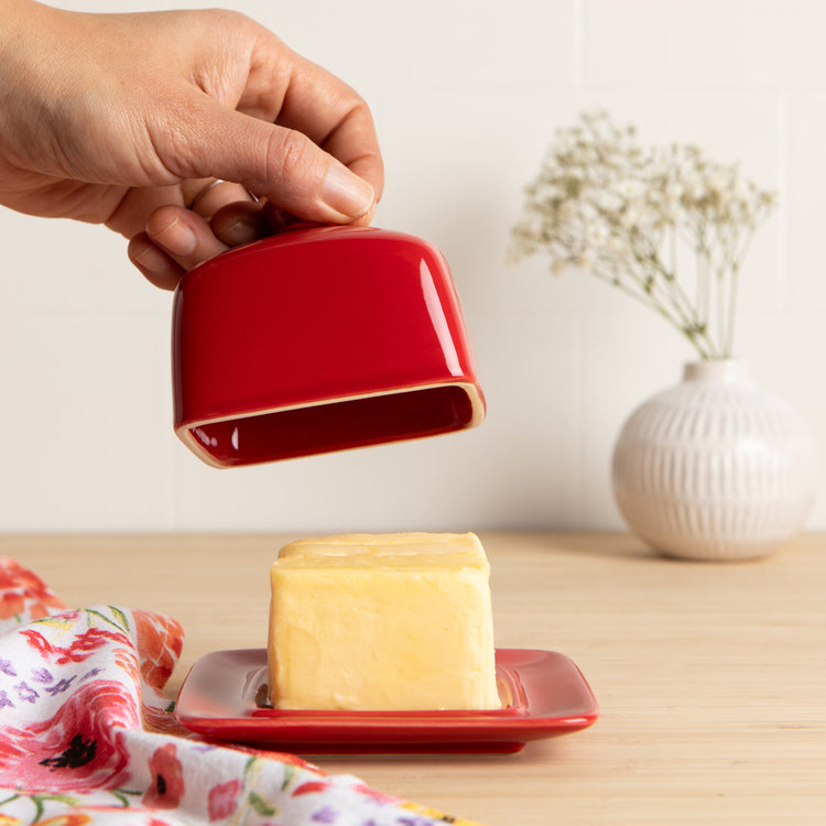 Red Square Butter Dish