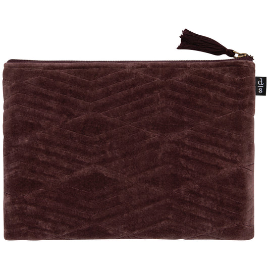 Fig Quilted Velvet Flat Pouch