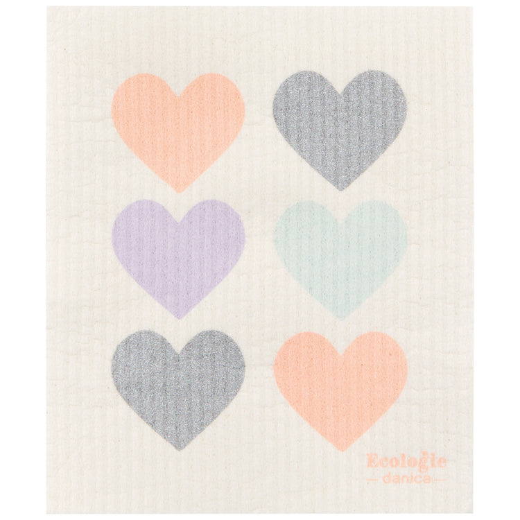 Pastel Hearts Swedish Dishcloth