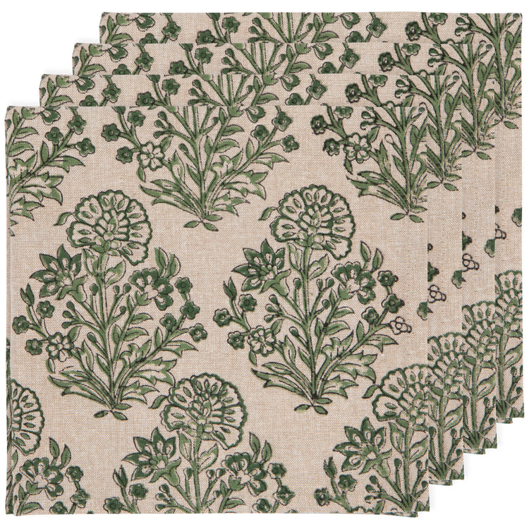 Viridian Block Print Napkin Set of 4