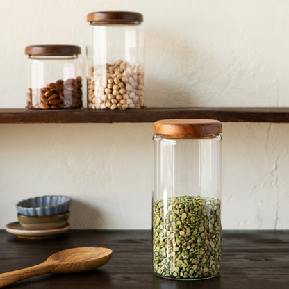 Glass Jar with Acacia wood lid - 42 oz